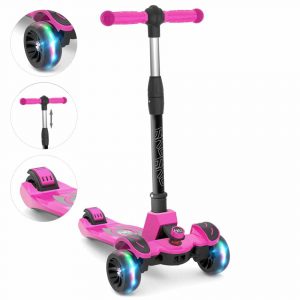 6KU Kids Kick Scooter with Flashing Wheels [Adjustable Height]