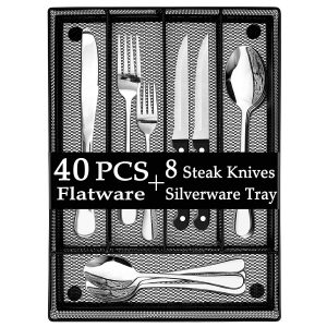 LIANYU 40-Piece Silverware Set