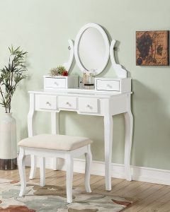 Roundhill Furniture Ashley Wood Make-Up Vanity Set