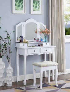 Roundhill Furniture Sanlo White Wooden Vanity