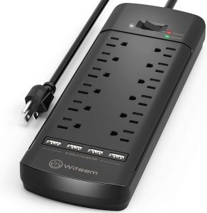 Witeem Surge Protector with 4 USB Charging Ports, Black