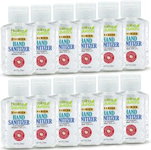Healing Solutions 2 oz Bottle Hand Sanitizer Gel Travel Size, 12 Pack