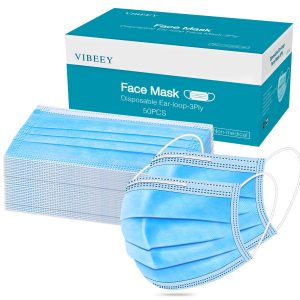 Vibeey 50 PCS Disposable Professional 3-ply Face Use Mask