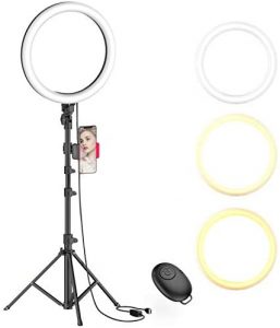 Erligpowht Tripod Stand 10 inches Selfie Ring Light for Live Stream