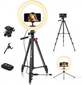 Yesker 10 inches Ring Light with Flexible Tripod Stand